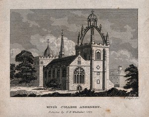 view King's College, Aberdeen. Engraving by W. Read, 1825.