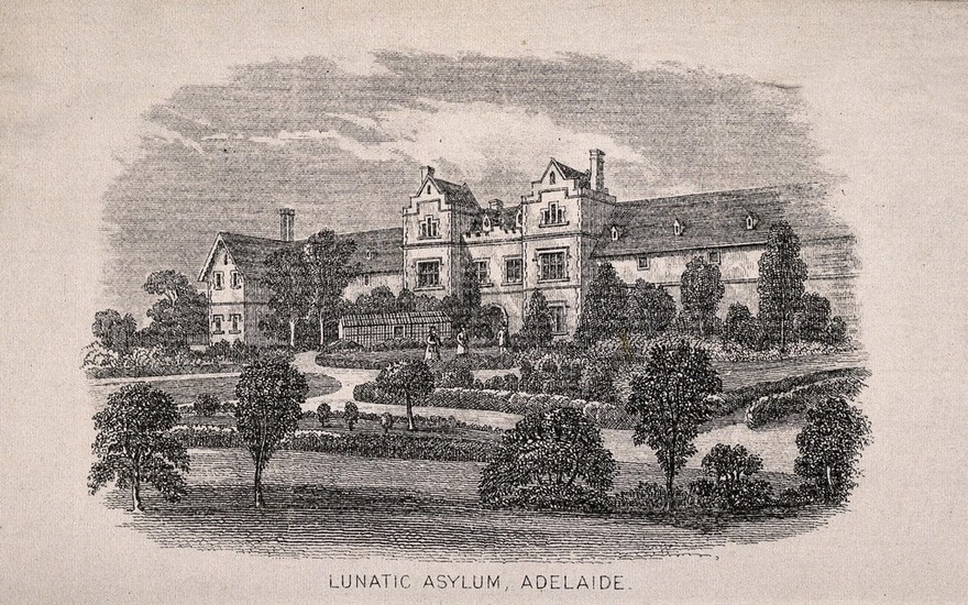 Lunatic Asylum, Adelaide. Engraving.