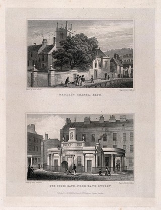 Road leading to Maudlin Chapel, Bath. Steel engraving by J.B. Allen, 1829, after T.H. Shepherd.