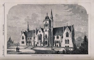 view Lansdowne college and surrounding grounds, Bath. Wood engraving by W.E. Hodgkin, 1858, after J. Wilson.