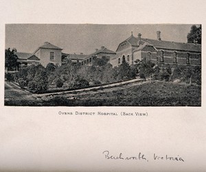 view Ovens district hospital (back view), Beechworth, Victoria (Australia). Process print.