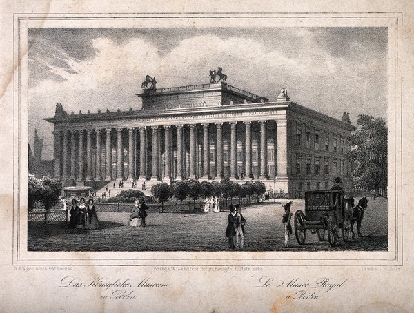 The Royal museum and foreground. Lithograph by W. Loeillot.
