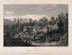 view Soho Manufactory, Soho, Birmingham. Line engraving by T. Radclyffe after F. Calvert.