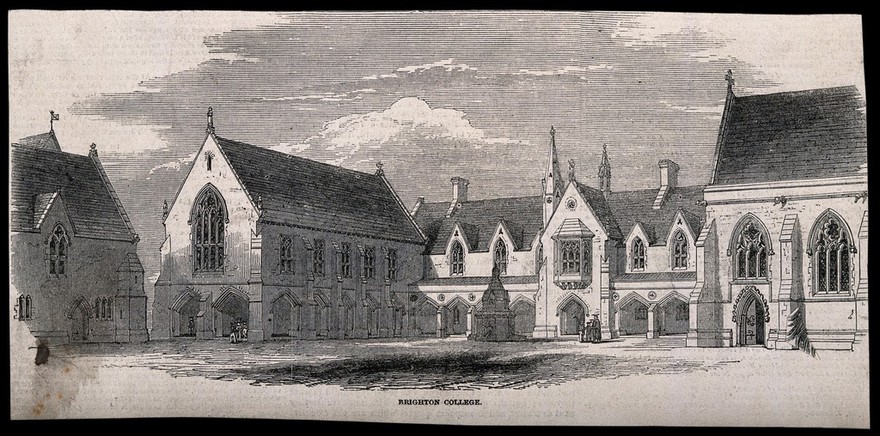 Brighton College, Brighton. Wood engraving, 1849.