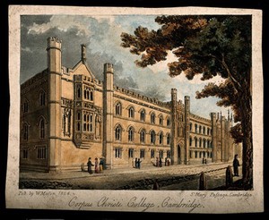 view Corpus Christi College, Cambridge. Coloured aquatint, 1824.