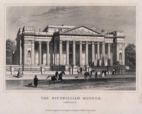 The Fitzwilliam Museum, Cambridge. Line engraving.