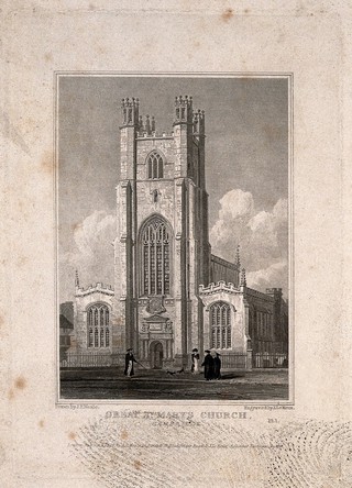 Great St. Mary's Church, Cambridge. Line engraving by J. Le Keux, 1824, after J.P. Neale.