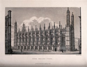 view King's College Chapel, Cambridge. Line engraving by R.W. Smart, 1826, after R.B. Harraden.