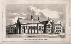 view Queen's College, Cork. Wood engraving by C.D. Laing, 1848, after T. Deane.