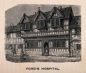 view Ford's Hospital, Coventry. Wood engraving.