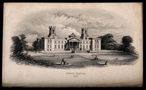 view The Orphan Hospital, Dean. Line engraving by W.H. Lizars after W. Banks.