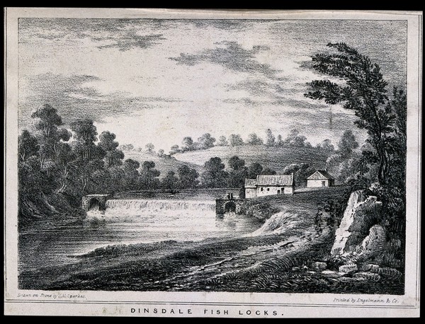 The Fish Locks, Dinsdale, Durham. Lithograph after J.M. Sparks.