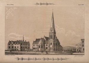 view The New Molyneux Church and Asylum for Blind Females, Dublin, Ireland. Transfer lithograph by W.M. Morrison, 1860, after R. Carroll.