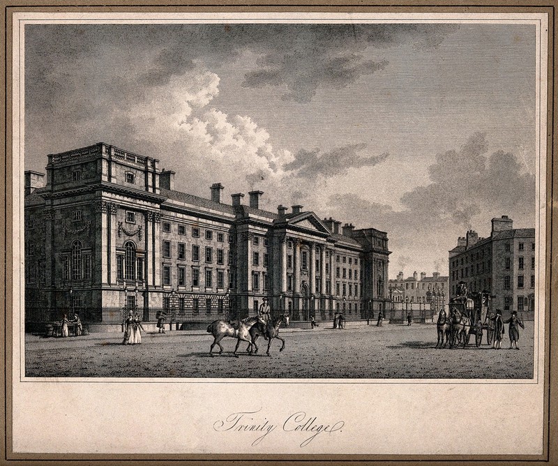 Trinity College, Dublin, Ireland. Line engraving after T. Jacobsen., by Theodore Jacobsen