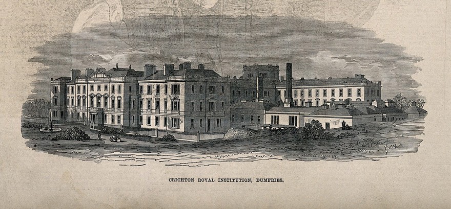 The Crichton Royal Institution, Dumfries, Scotland. Wood engraving.