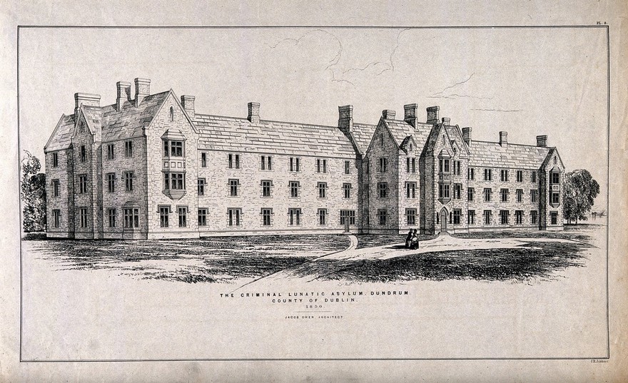 The Criminal Lunatic Asylum, Dundrum, Dublin, Ireland. Transfer lithograph by J.R. Jobbins, 1850, after J. Owen.