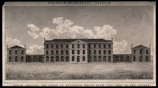 Edinburgh Lunatic Asylum, Scotland. Line engraving by R. Scott after R. Reid.