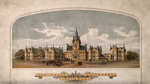 view The New Royal Infirmary, Edinburgh, Scotland. Coloured lithograph.