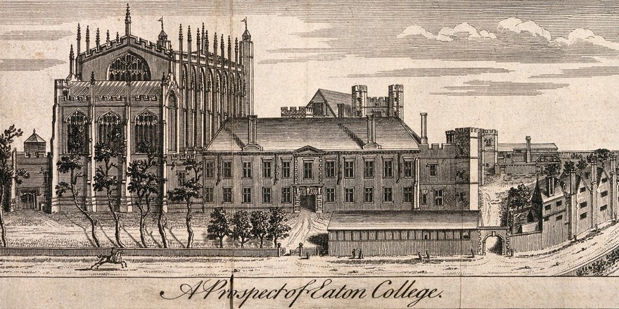 Eton College. Line engraving.
