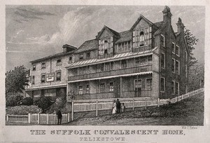 view Suffolk Convalescent Home, Felixstowe, Suffolk. Line engraving by W. & C. Yates.