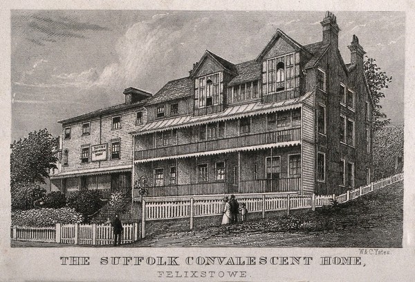 Suffolk Convalescent Home, Felixstowe, Suffolk. Line engraving by W. & C. Yates.