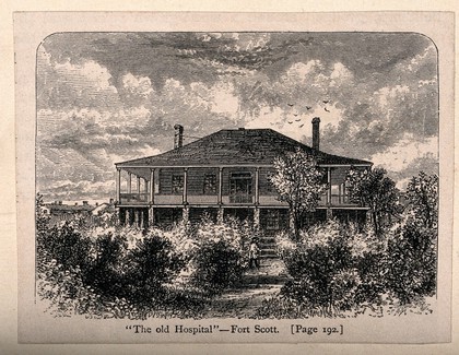 The Old Hospital, Fort Scott, Kansas. Wood engraving.