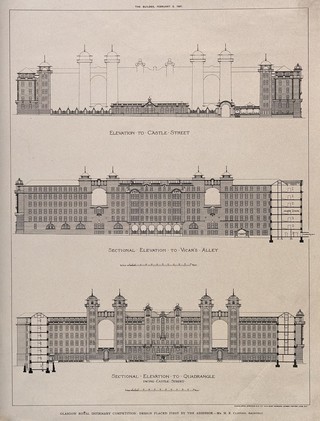 Royal Infirmary, Glasgow: the winning competition design by H. E. Clifford. Process print by Sprague & Co. Ltd., 1901.