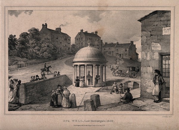 Spa Well, Low Harrogate, Yorkshire. Lithograph after J. Stubbs.