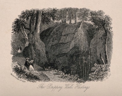 The Dripping Well, Hastings, Sussex. Line engraving, 1856.