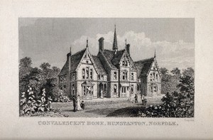 view Convalescent Home, Hunstanton, Norfolk. Line engraving by Capone.