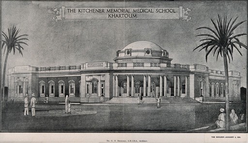The Kitchener Memorial Medical School, Khartoum, Sudan. Process print, 1924, after G.B. Bridgman.