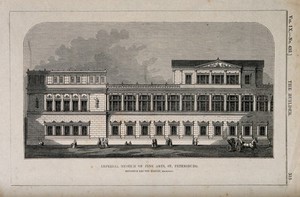 view Imperial Museum of Fine Arts, St. Petersburg, Russia. Wood engraving by Laing after L. von Klenze.