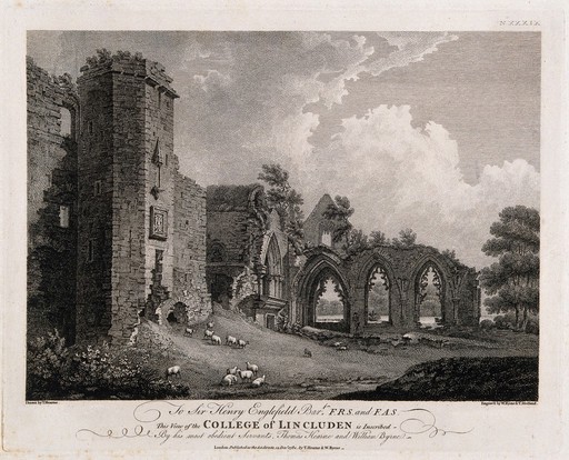 College of Lincluden, Scotland. Line engraving by W. Byrne and T. Medland , 1782, after T. Hearne.