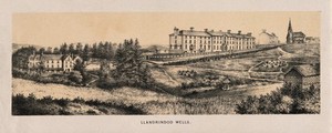 view Llandrindod Wells, Radnorshire, Wales: panoramic view. Tinted lithograph.