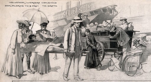 Lourdes, Haute Pyrénées, France: activities of pilgrims.