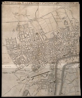 Part of a map of the City of Westminster and the immediate environs. Engraving, 1764.