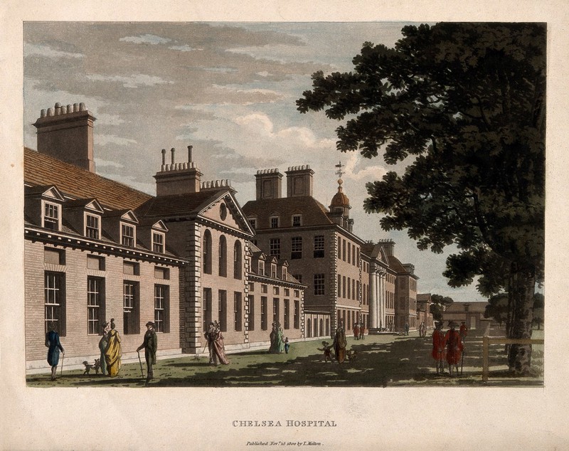 The Royal Hospital, Chelsea: view of the north elevation with many