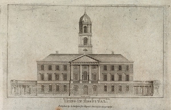 City of London Lying-in Hospital. Engraving.