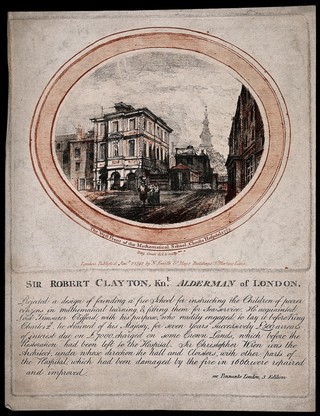 Christ's Hospital, London: the Mathematical School. Etching in two colours by B. Green, 1793, after himself, 1775.