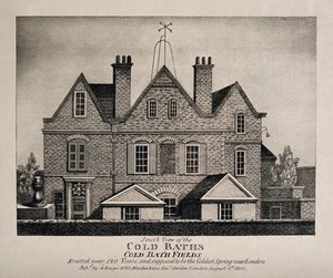 view Coldbath House. Engraving (by J. Bengo?), 1812.