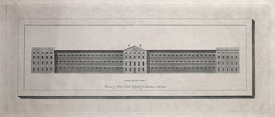 St Luke's Hospital, Cripplegate, City of London. Engraving.