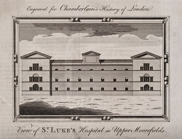 St. Luke's Hospital, Cripplegate, London. Engraving.