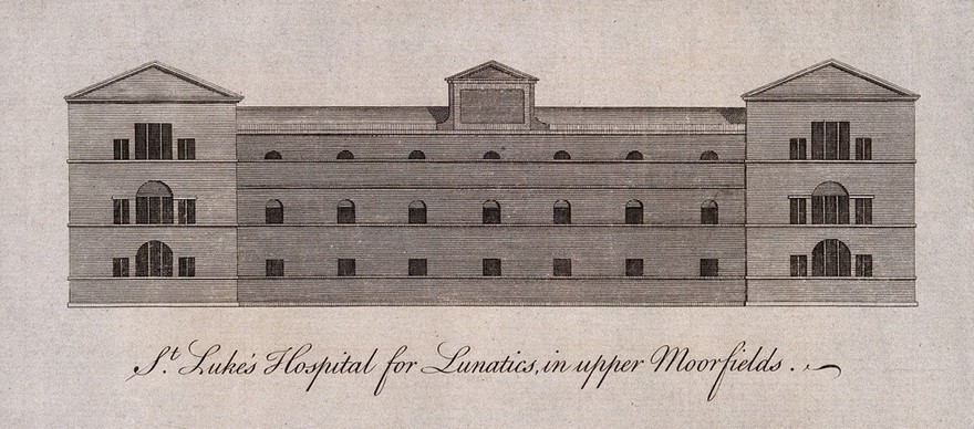 St. Luke's Hospital, Cripplegate, London. Engraving.