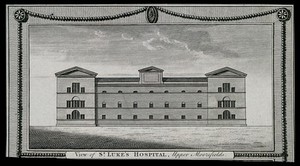 view St. Luke's Hospital, Cripplegate, London. Engraving.