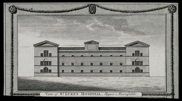 St. Luke's Hospital, Cripplegate, London. Engraving.