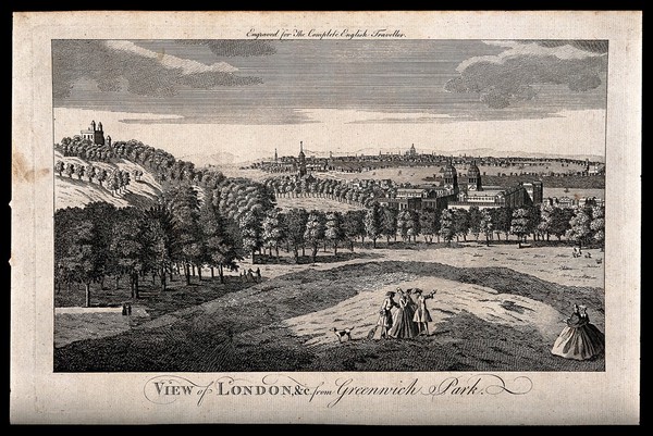 London, seen from Greenwich. Engraving, 1773.