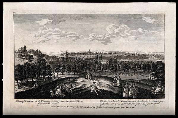 London, seen from Greenwich. Engraving, 1754.