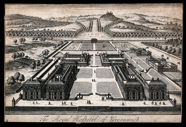 Royal Naval Hospital, Greenwich. Engraving.