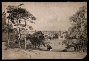 view London, seen from beside Flamsteed House in Greenwich park. Lithograph by T. S. Boys after himself, 1842.