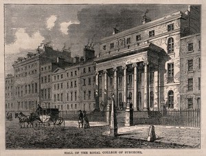 view The Royal College of Surgeons, Lincoln's Inn Fields, London. Wood engraving after T. H. Shepherd.